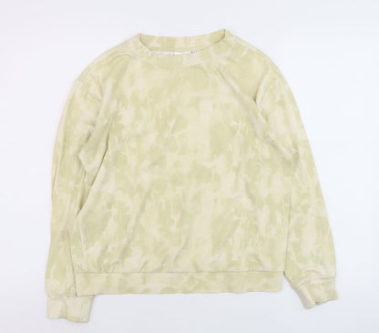 YAYA Women Beige Tie Dye Cotton Blend Pullover Sweatshirt Size S