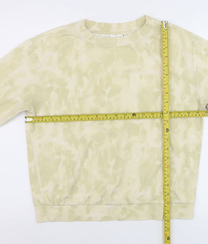 YAYA Women Beige Tie Dye Cotton Blend Pullover Sweatshirt Size S