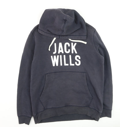 Jack Wills Mens Blue Pullover Hoodie M Regular Fit Logo Sweatshirt