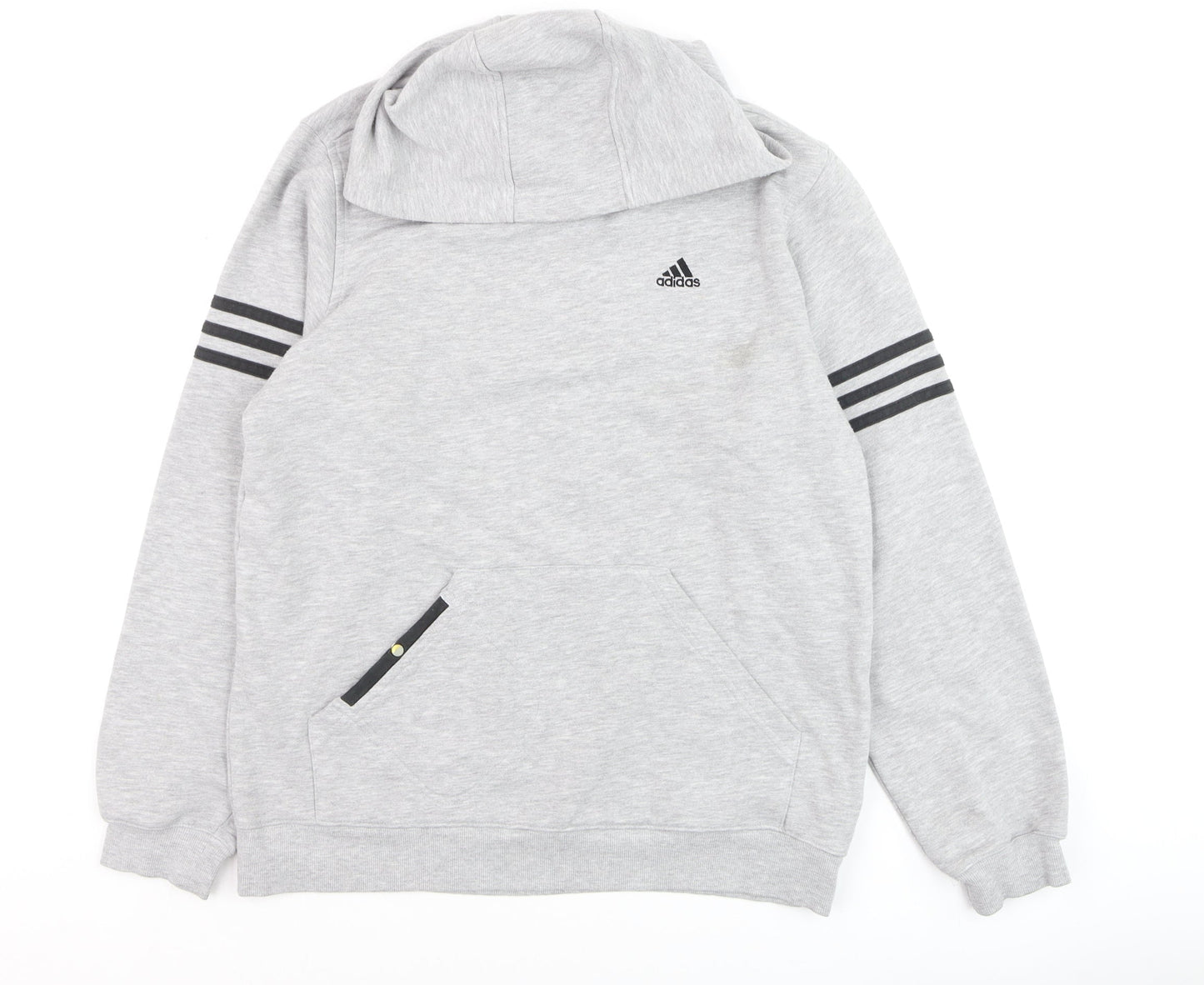 Adidas Boys Grey Hoodie Sweatshirt 14A/164 Regular Fit Cotton Blend