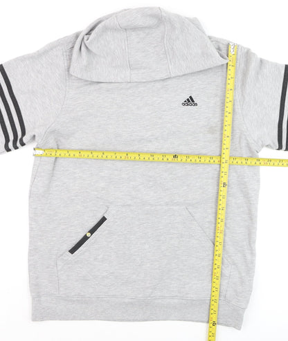 Adidas Boys Grey Hoodie Sweatshirt 14A/164 Regular Fit Cotton Blend