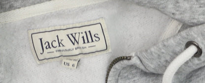 Jack Wills Womens Grey Full Zip Hoodie Size 10 Cotton Blend
