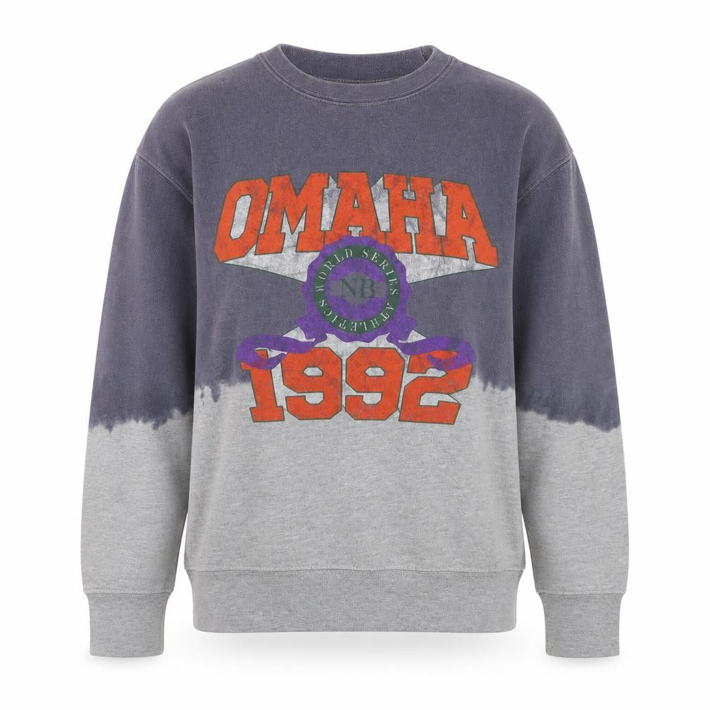 Boohoo Womens Grey Dip Dye Omaha 1992 Graphic Pullover Sweatshirt M