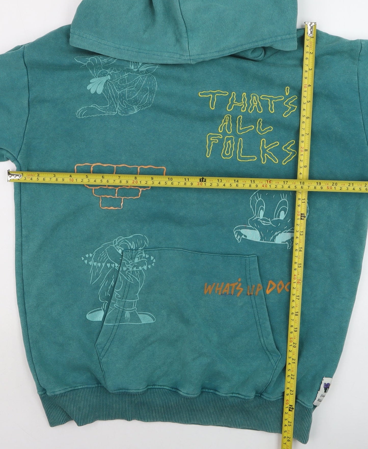 Pull&Bear Looney Tunes Green Men’s M Graphic Pullover Hoodie