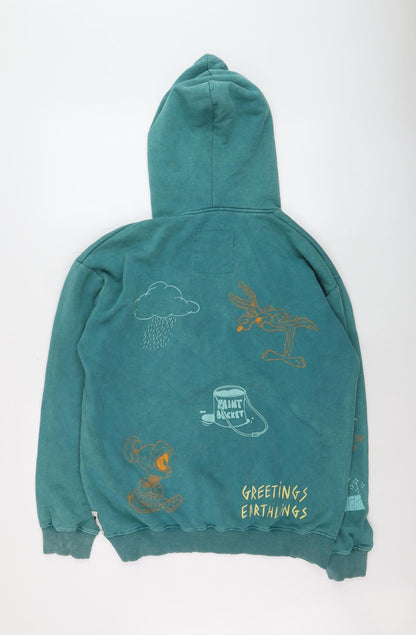 Pull&Bear Looney Tunes Green Men’s M Graphic Pullover Hoodie