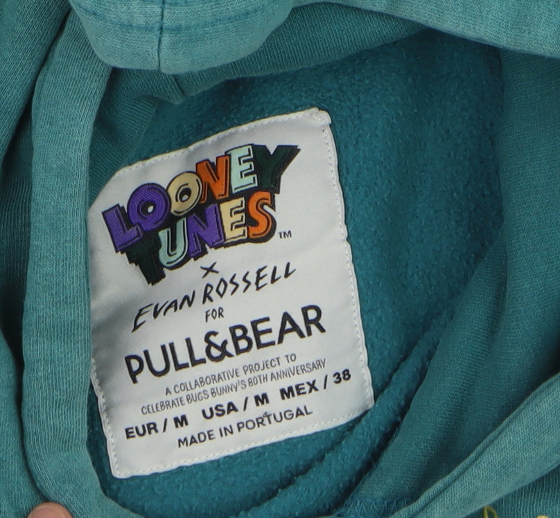 Pull&Bear Looney Tunes Green Men’s M Graphic Pullover Hoodie