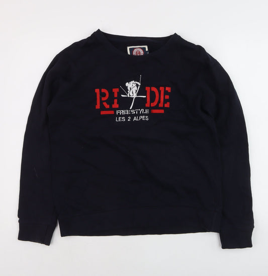 Gazzoil Boys Black Pullover Sweatshirt Small Ski Graphic Cotton Top