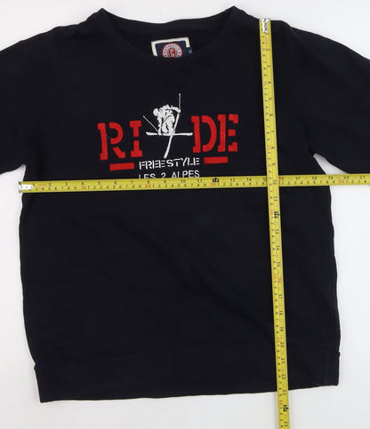 Gazzoil Boys Black Pullover Sweatshirt Small Ski Graphic Cotton Top