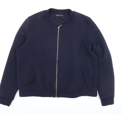 Marks and Spencer Men's Navy Bomber Jacket Size L Polyester Cotton Blend