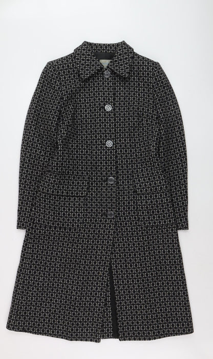 Oasis Women’s Black Wool Blend Long Overcoat Size 10