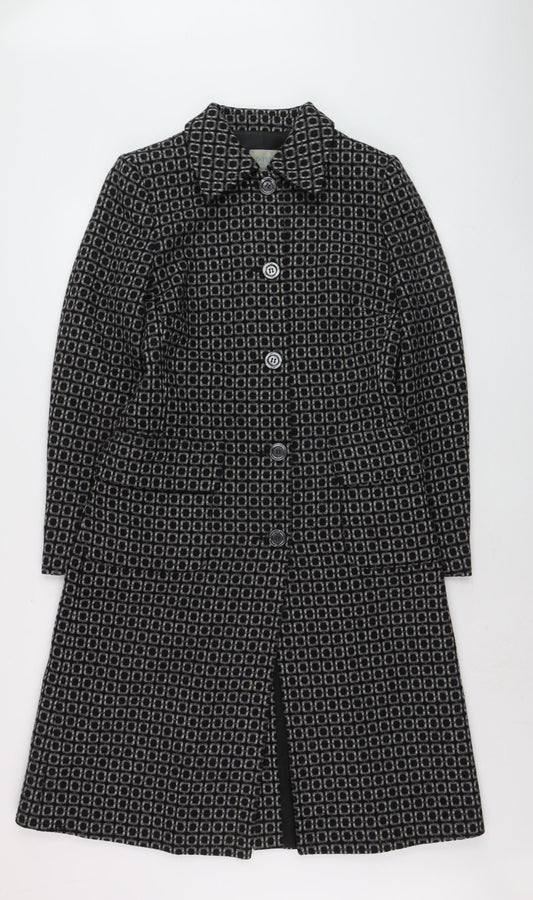 Oasis Women’s Black Wool Blend Long Overcoat Size 10