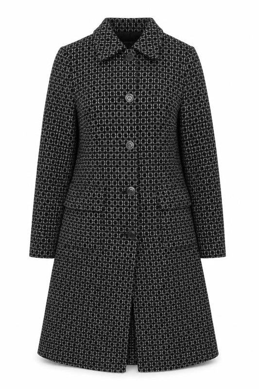 Oasis Women’s Black Wool Blend Long Overcoat Size 10