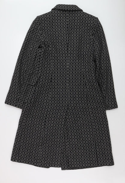 Oasis Women’s Black Wool Blend Long Overcoat Size 10