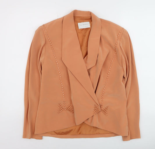 Tom Bowker Women’s Brown Embroidered Bow Blazer Size 10 Vintage