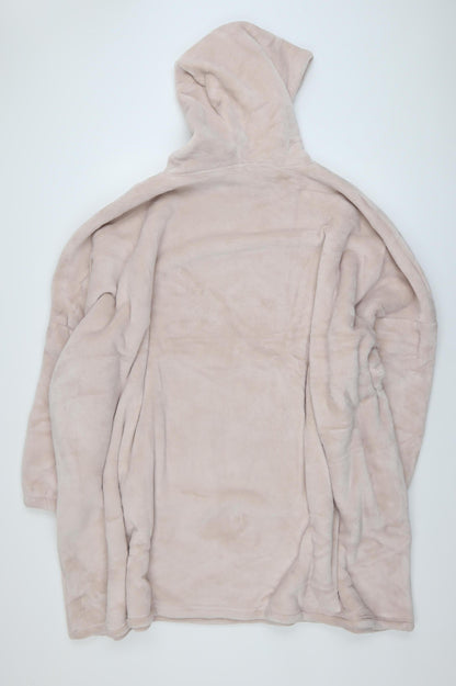 Dunelm Women’s Beige Fleece Hooded Robe One Size Winter