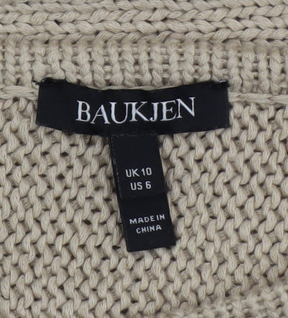 Baukjen Women Beige Chunky Knit Boat Neck Pullover Jumper UK 10