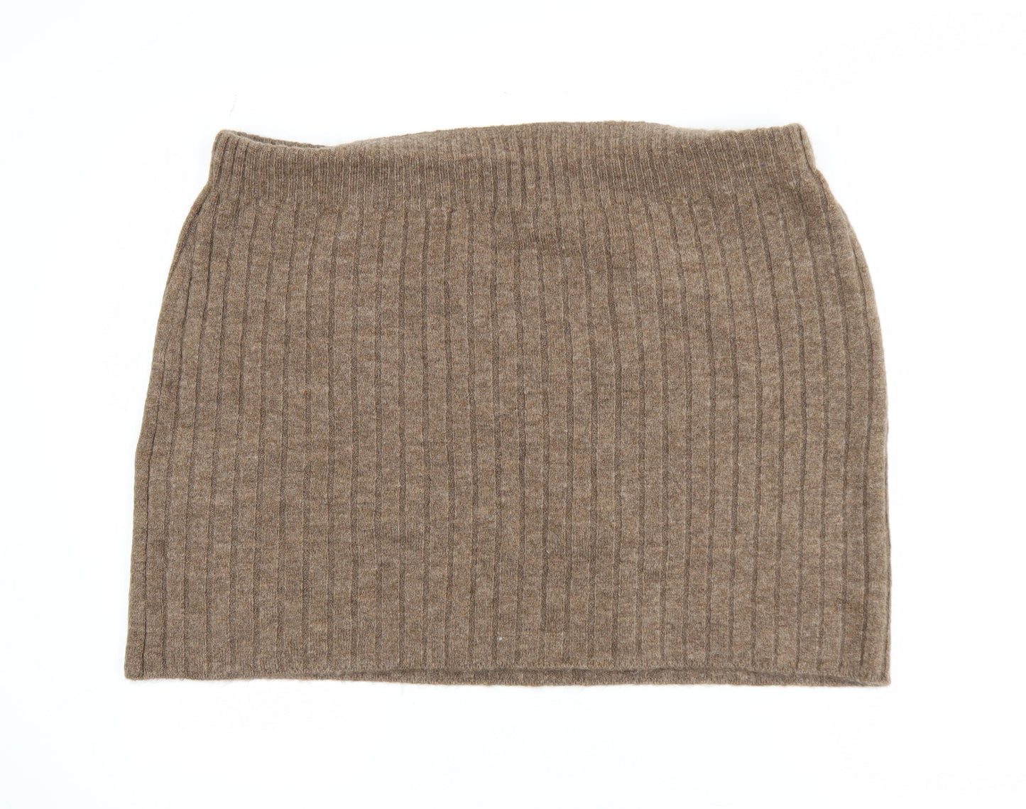 Next Women Brown Wool Rib Knit Short Pencil Skirt XL