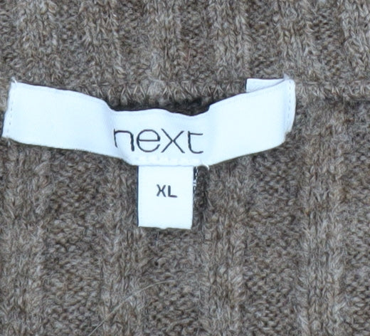 Next Women Brown Wool Rib Knit Short Pencil Skirt XL