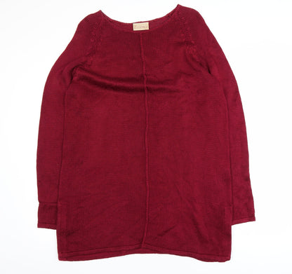 Essence Women Red Knit Pullover Jumper Size 16 Regular Fit