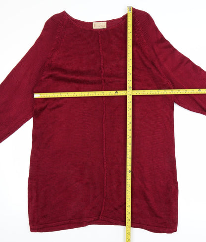 Essence Women Red Knit Pullover Jumper Size 16 Regular Fit
