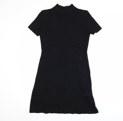 Zara Women Black Short Sleeve Knit Shift Dress Size 8