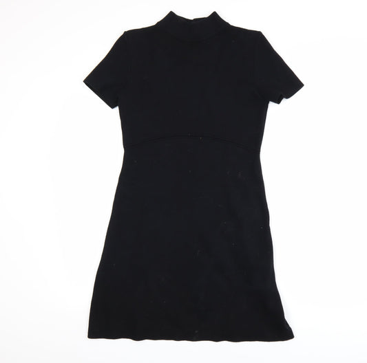 Zara Women Black Short Sleeve Knit Shift Dress Size 8