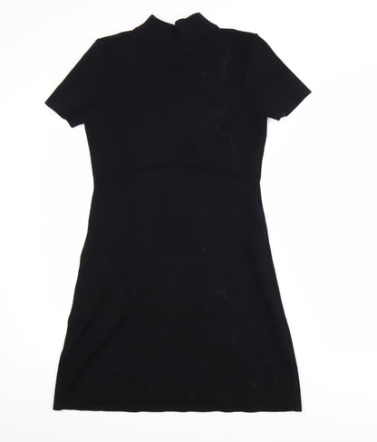 Zara Women Black Short Sleeve Knit Shift Dress Size 8
