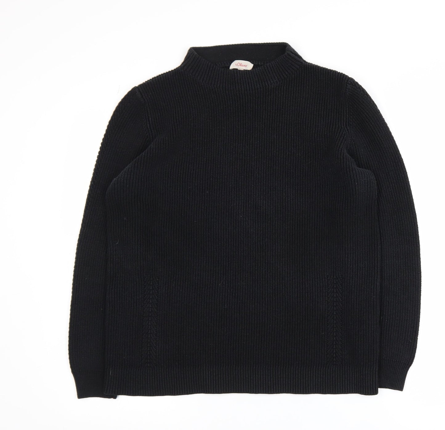 s.Oliver Men's Black Mock Neck Acrylic Knit Jumper M