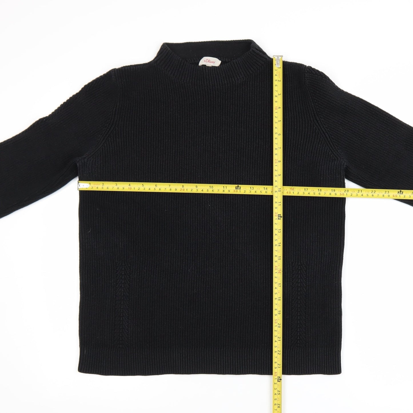 s.Oliver Men's Black Mock Neck Acrylic Knit Jumper M