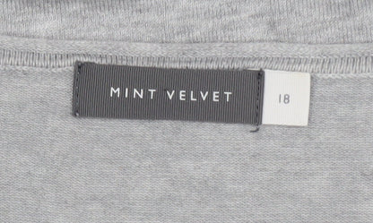 Mint Velvet Women's Grey Tunic Long Sleeve Jersey Blouse Size 18