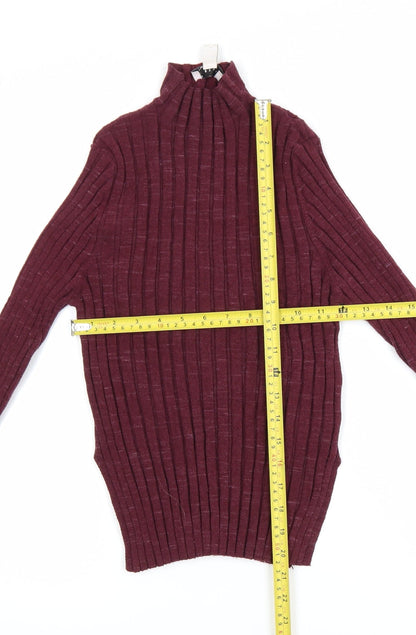 Topshop Women’s Petite Red Ribbed Roll Neck Knit Top L