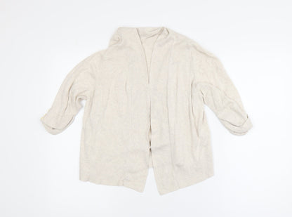 Wallis Women Beige Knit Open Cardigan M Relaxed Casual