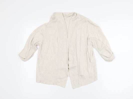 Wallis Women Beige Knit Open Cardigan M Relaxed Casual