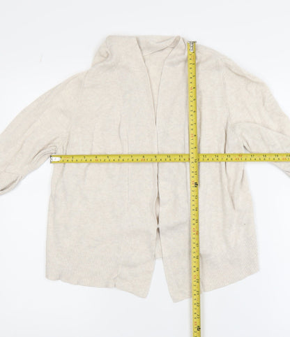 Wallis Women Beige Knit Open Cardigan M Relaxed Casual