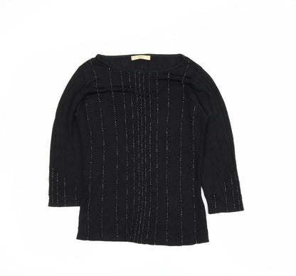 Marks and Spencer Women’s Black Beaded 3/4 Sleeve Knit Blouse Size 10