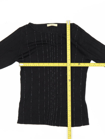 Marks and Spencer Women’s Black Beaded 3/4 Sleeve Knit Blouse Size 10