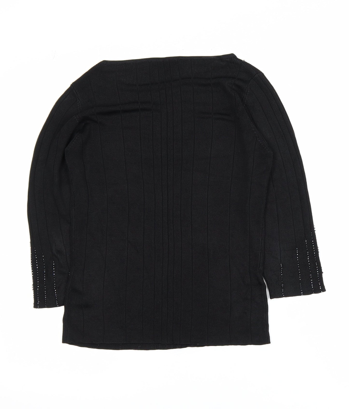 Marks and Spencer Women’s Black Beaded 3/4 Sleeve Knit Blouse Size 10
