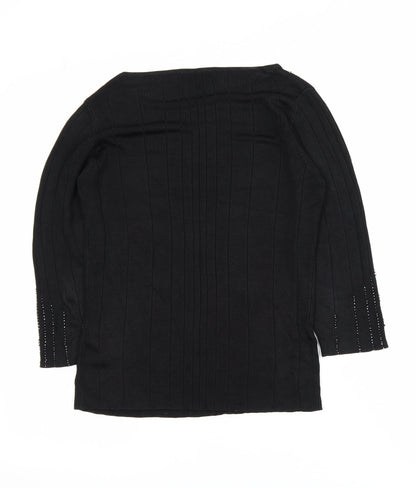 Marks and Spencer Women’s Black Beaded 3/4 Sleeve Knit Blouse Size 10