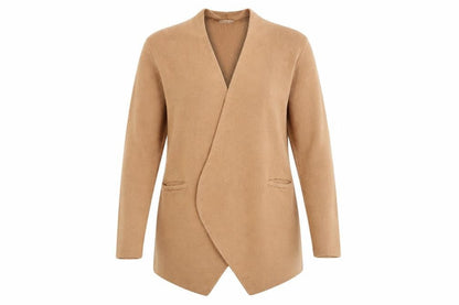 Hoss Intropia Women's Beige Wool Blend Open Cardigan M