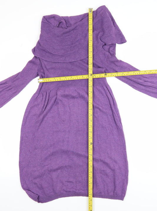 Marks and Spencer Women's Purple Cowl Neck Long Sleeve Tunic Jumper UK 12