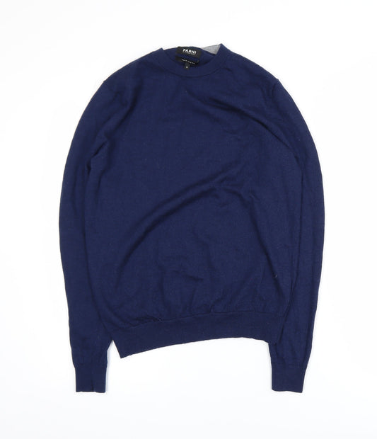 Farhi by Nicole Farhi Men's Blue Merino Wool Crew Neck Jumper M