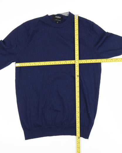 Farhi by Nicole Farhi Men's Blue Merino Wool Crew Neck Jumper M