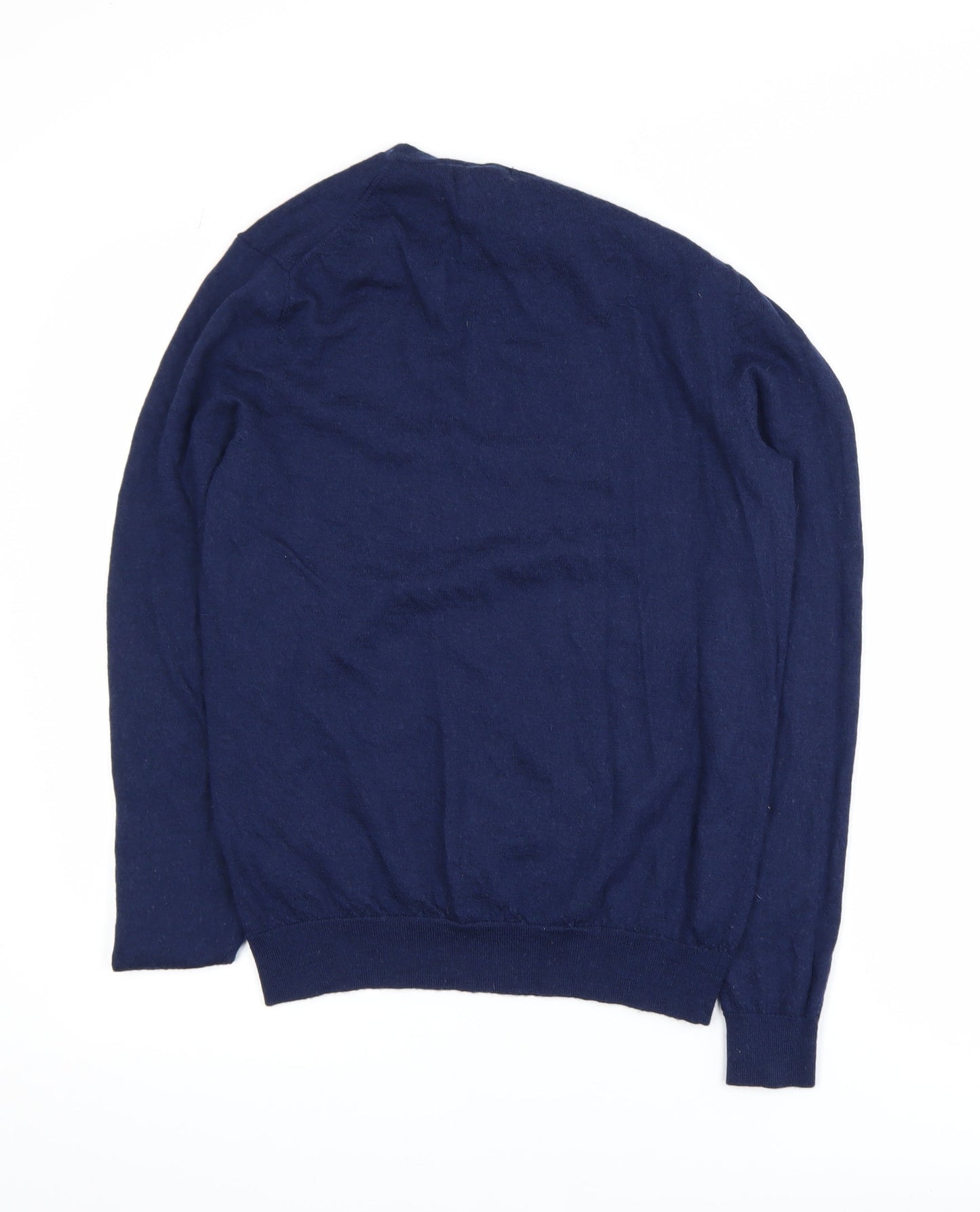 Farhi by Nicole Farhi Men's Blue Merino Wool Crew Neck Jumper M