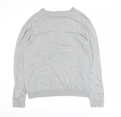 GAP Men’s Grey V-Neck Cotton Jumper Size M Lightweight Knit