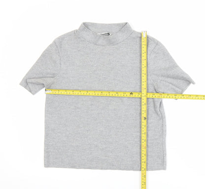 Zara Women Grey Mock Neck Short Sleeve Jersey T-Shirt Size 8
