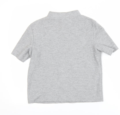 Zara Women Grey Mock Neck Short Sleeve Jersey T-Shirt Size 8