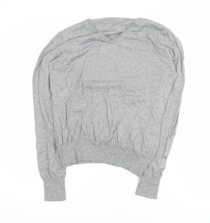 Woolovers Men’s Grey V-Neck Cotton Silk Jumper Size M