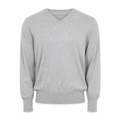Woolovers Men’s Grey V-Neck Cotton Silk Jumper Size M
