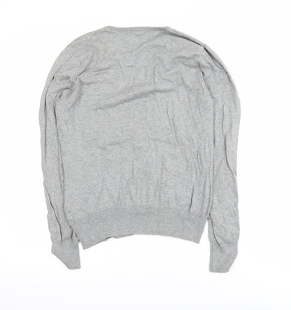 Woolovers Men’s Grey V-Neck Cotton Silk Jumper Size M