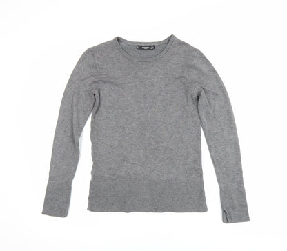 Mango Women Grey XS Pullover Jumper Long Sleeve Knit Viscose Blend